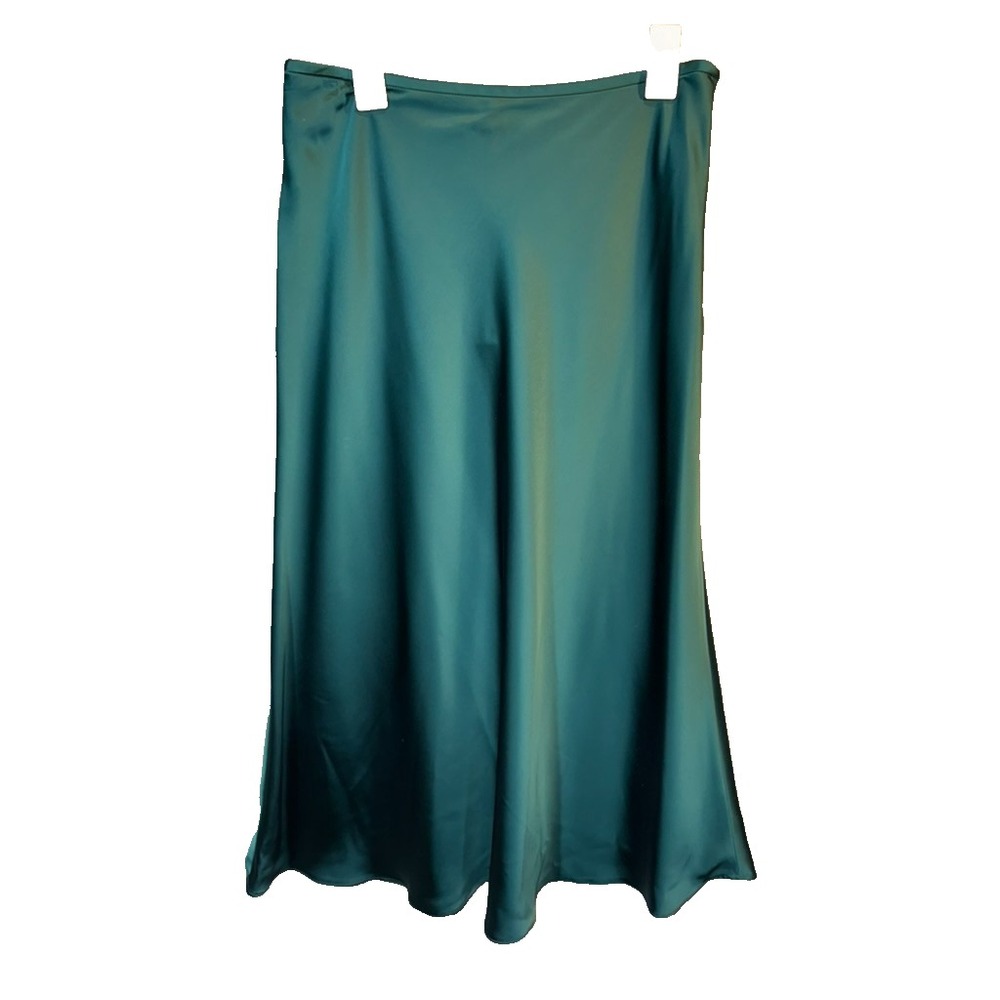 NWT Antonio Melani Blakely Satin Midi Skirt Size SZ 10 Emerald green side zip